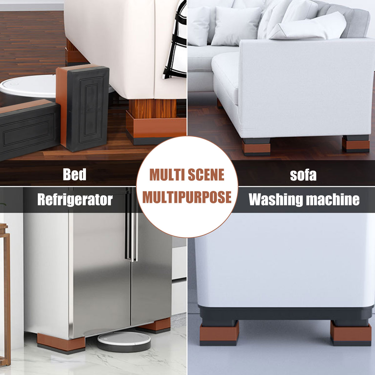 4PCS/Set Adjustable Desk Lifts Leg Extenders Bed Furniture Risers Anti-slip Shock Absorption for Bed Risers Table Couch Chair