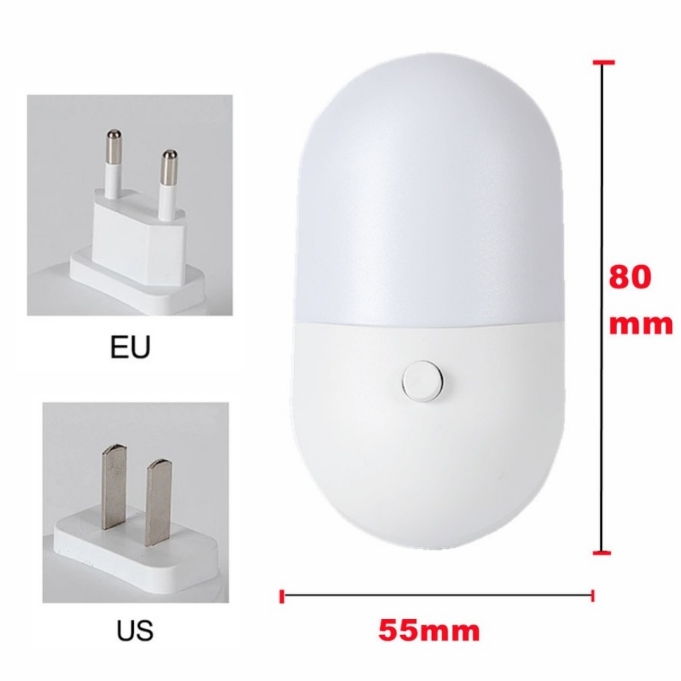 Energy Saving 3W Night Light Plug-in LED Socket Lamp Indoor Lighting Bedroom Night Bedside Lamp US/EU Two-color