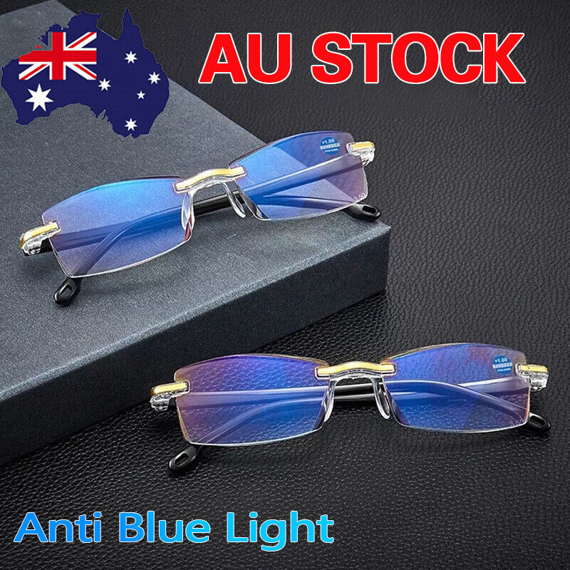 KLASSNUM 2025 Rimless Reading Glasses For Men Women Retro Square Ultralight Anti Blue Light Eyewear Optical Eyeglasse Resin Len