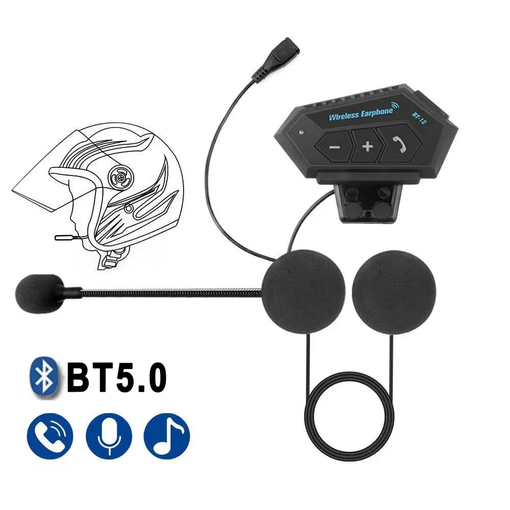 Auriculares Bluetooth para casco de motocicleta, auriculares Bluetooth 5,0, auriculares estéreo manos libres, auriculares inalámbricos para bicicleta
