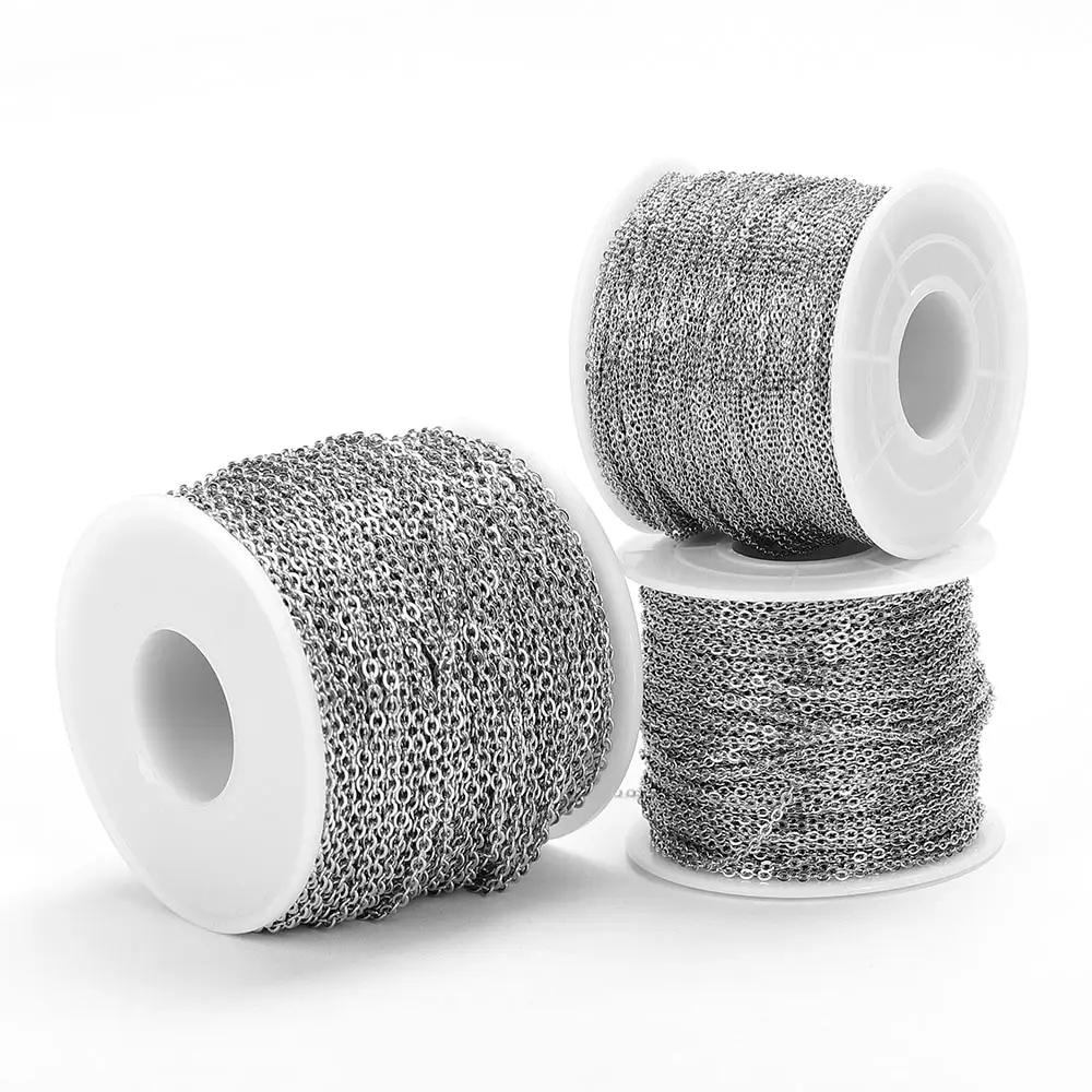 10 metrów łańcucha ze stali nierdzewnej 1 1,5 2 mm złoty i stalowy kolorowy link do samodzielnego tworzenia biżuterii Naszyjnik Bransoletka Łańcuch luzem Materiały eksploatacyjne