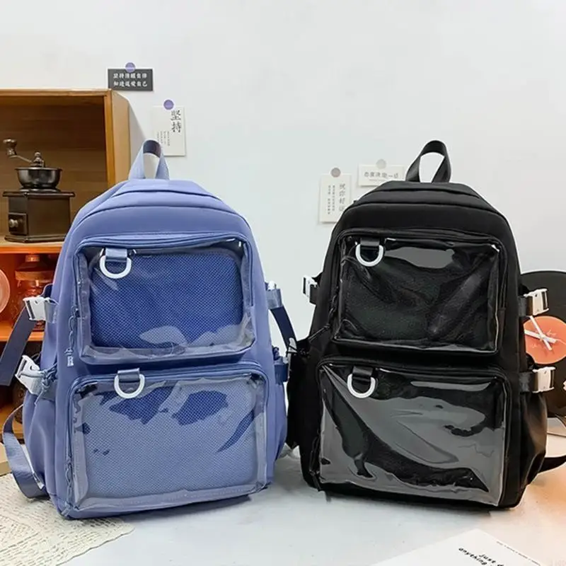 Sinh viên đại học 340d Công suất lớn Nylon Backpack Itabag Túi bỏ túi trong suốt của Nhật Bản cho Hiển thị huy hiệu anime