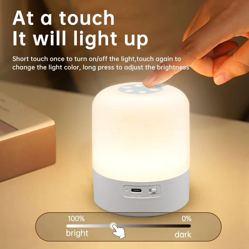 Tocca la luce notturna Tre tipi di regolazione del tocco leggero L'irradiazione della luce morbida ti consentono di dormire comodamente