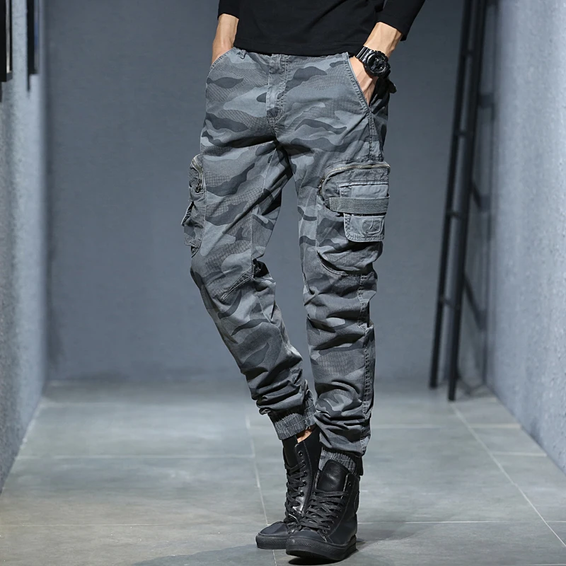 CAAYU ジョガーカーゴパンツ男性カジュアルヒップホップマルチポケット男性ズボンスウェットパンツストリート戦術トラックカーキ迷彩パンツ
