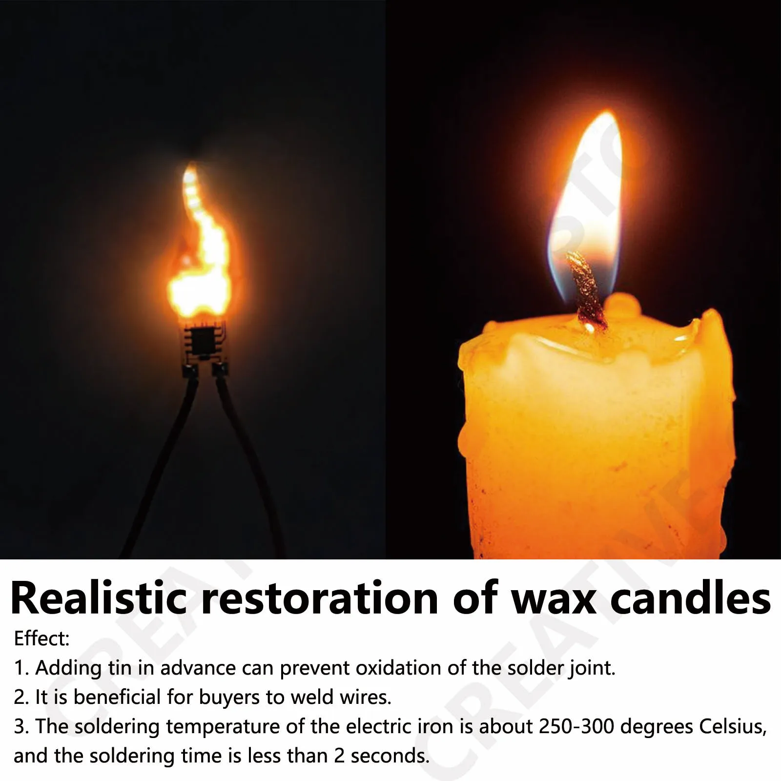 LED COB Flashlight Candles DC3V-5V LED Filament With Flickering Flame Welding With Strip Line Decoration Light Bulb Accessories