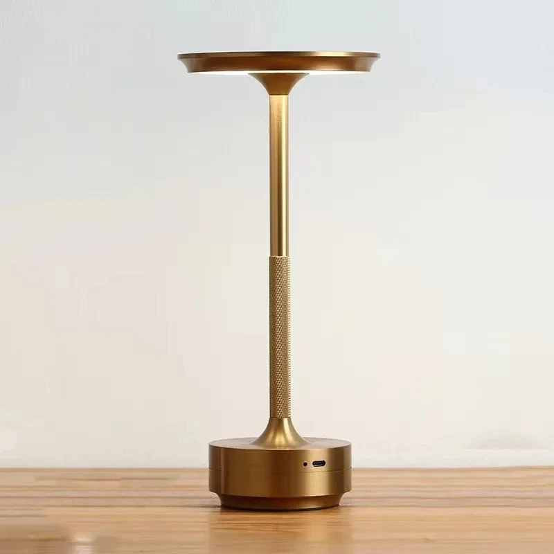 Lámpara decorativa Simple de aleación de aluminio, luz LED nocturna, atmósfera regulable infinita, lámpara de escritorio táctil recargable portátil Retro