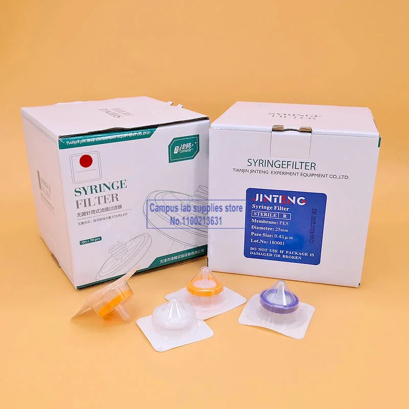 1box (50szt) Lab 0.22um/0.45um Sterylny filtr strzykawkowy Nylon/PES/PTFE Filtr membranowy Chemia Sprzęt laboratoryjny