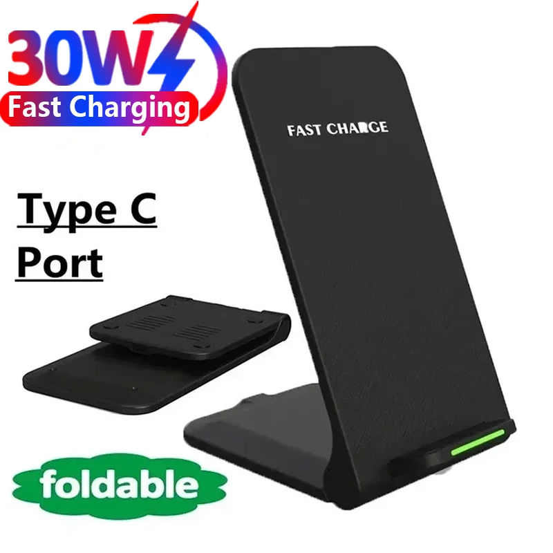 Supporto per caricabatterie Wireless da 30W per iPhone 15 14 13 12 11 Pro X XS Max XR 8 Dock Station di ricarica rapida a induzione Samsung Xiaomi