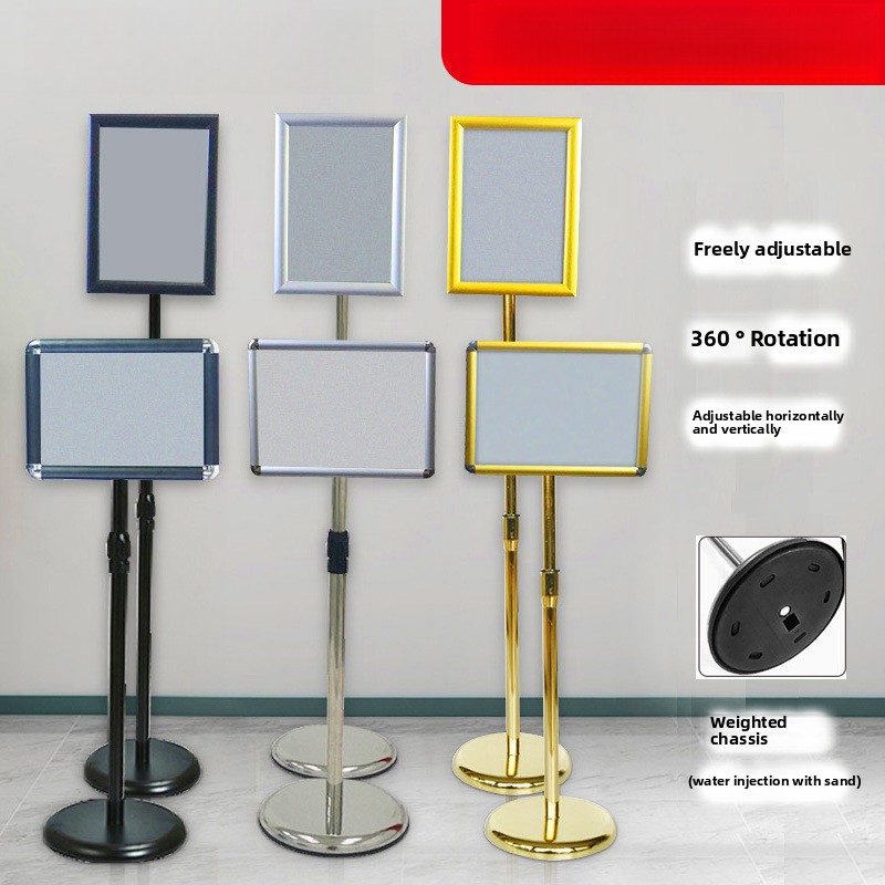 Вертикальная витрина из нержавеющей стали. Вертикальная рекламная доска. Вывески в отеле. Напольная стойка для вывесок с водой.