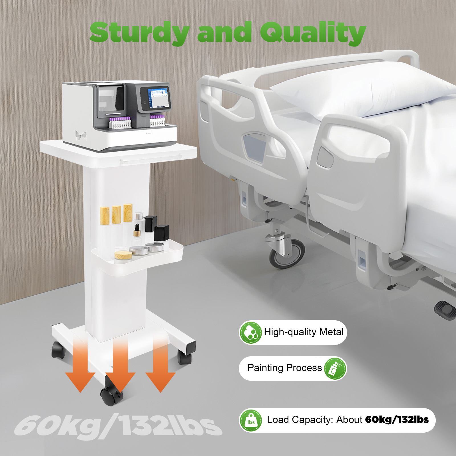 SPA Beauty Storage Schoonheidssalon Stand Rolling Trolley Cart Apparatuur Machinehouder Organizer 3-laags met duwhandvat