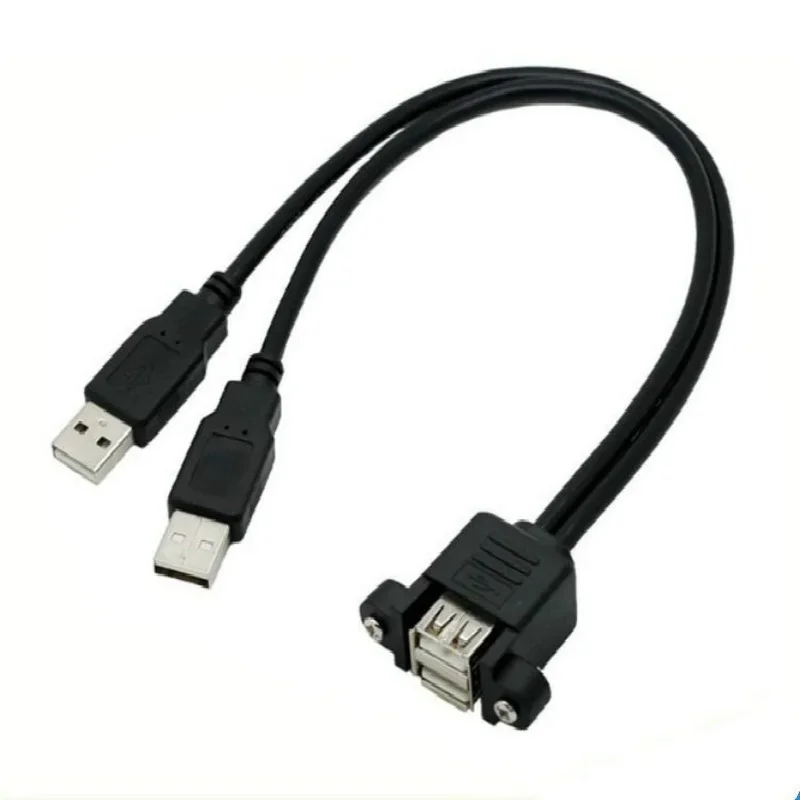デュアルポート USB 2.0 A オス - メス M/F 延長ネジロックパネルマウントケーブル 50 センチメートル 30 センチメートル 100 センチメートル