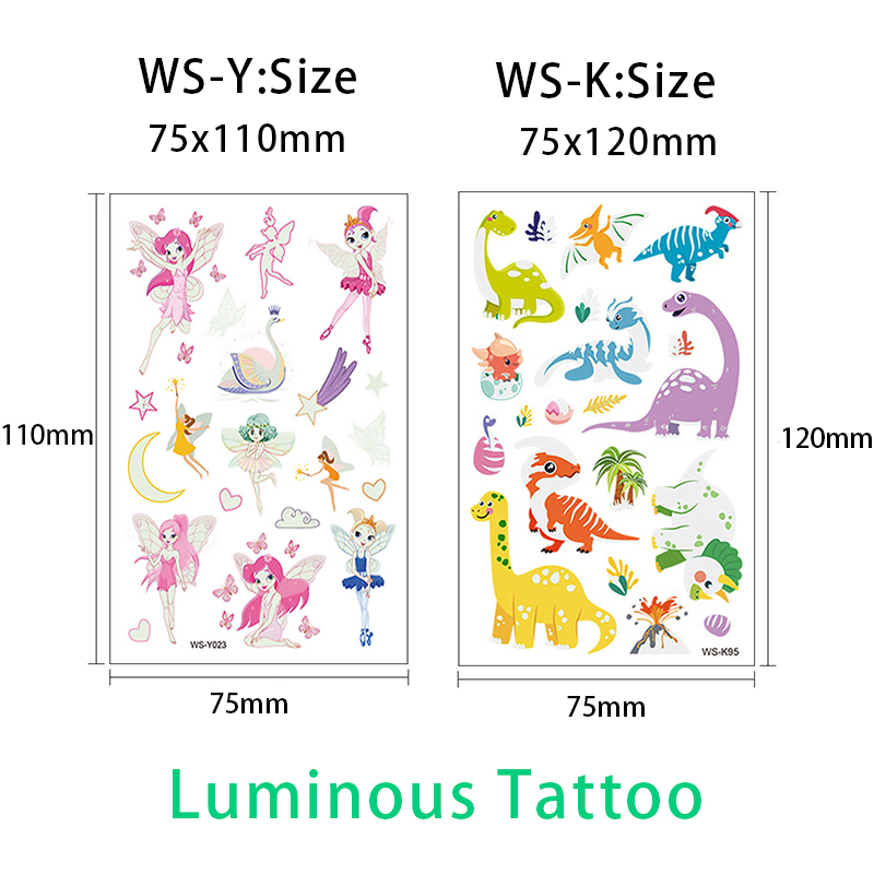 Tatouage lumineux 4 10 pièces/ensemble tatouages temporaires sirène Licorne enfants autocollants pour enfants Pokemon tatouage tatouage tatouage pour enfants licorne
