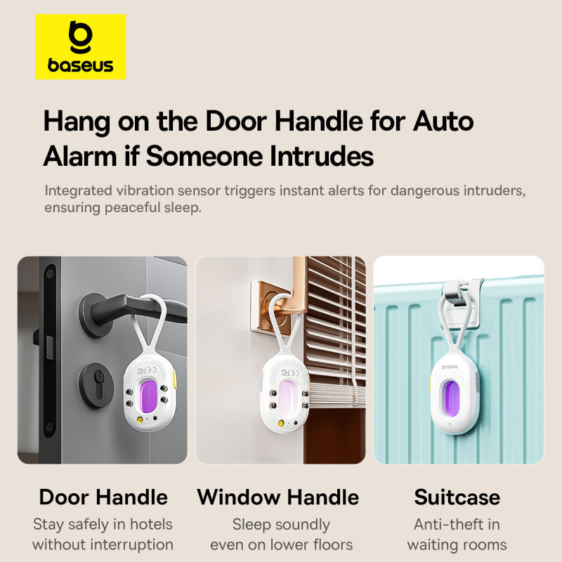 Baseus 2PCS Sicherheitsalarmmelder, Upgrade-Schallschutzsensor für Tür, Fenster, Kamera, Diebstahlalarm, Gerätedetektor