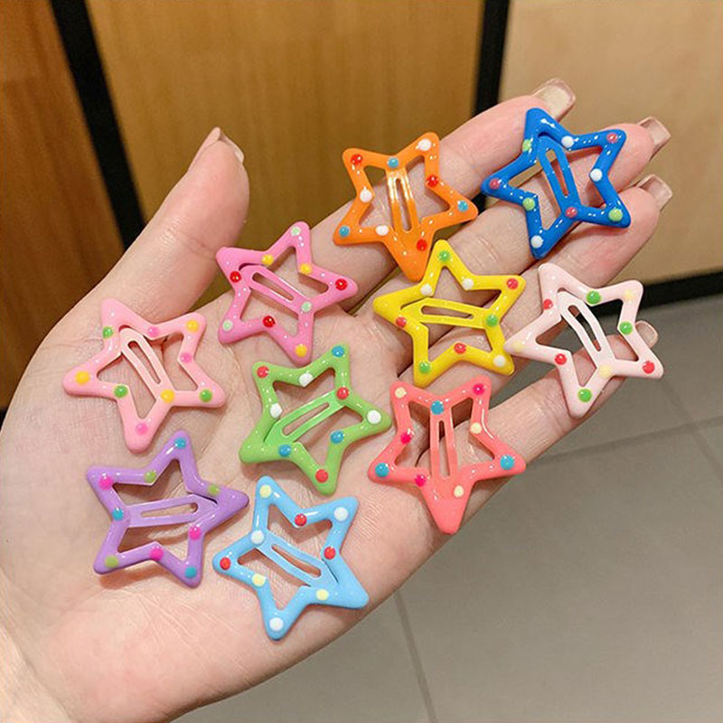 10 ชิ้น/เซ็ตน่ารักสีสัน Star Waterdrop รูปร่างคลิปผมสําหรับสาวเด็กน่ารักตกแต่งผม Hairpins เด็กอุปกรณ์เสริมผม