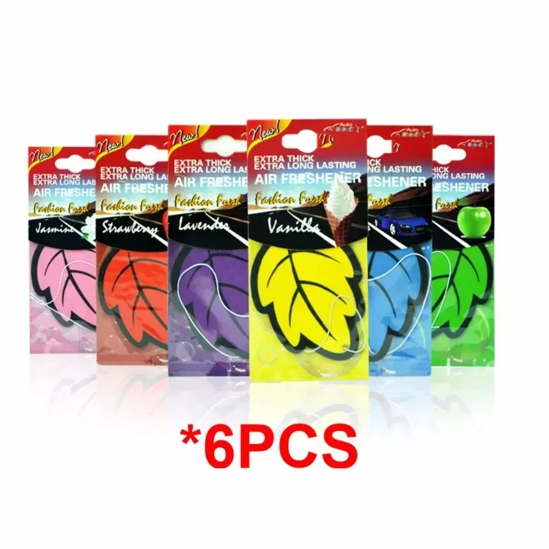6PCScar accessories interior Car Air Freshener Natural scented tea paper Auto Hanging Vanilla perfume fragrance Leaf Shape