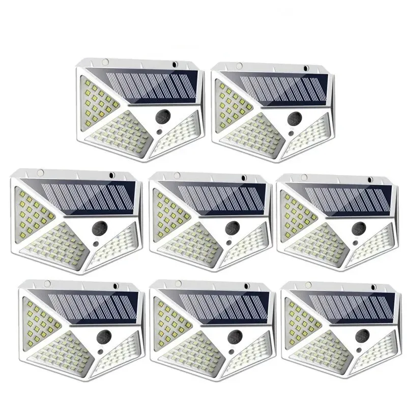 1PC lampa słoneczna zewnętrzna 100 LED kinkiet lampa z czujnikiem ruchu PIR wodoodporne oświetlenie schodowe do dekoracji ulicy na dziedzińcu ogrodowym
