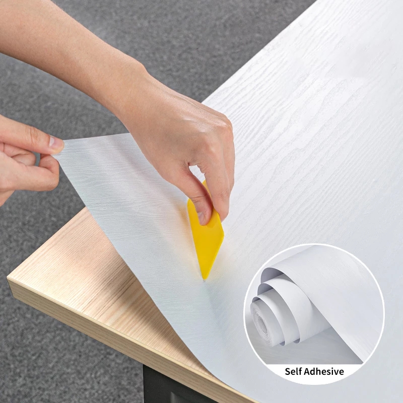 Rollo de papel tapiz de vinilo de madera impermeable, autoadhesivo, decoración, contacto, puertas, armario, escritorio, muebles modernos, pegatina decorativa