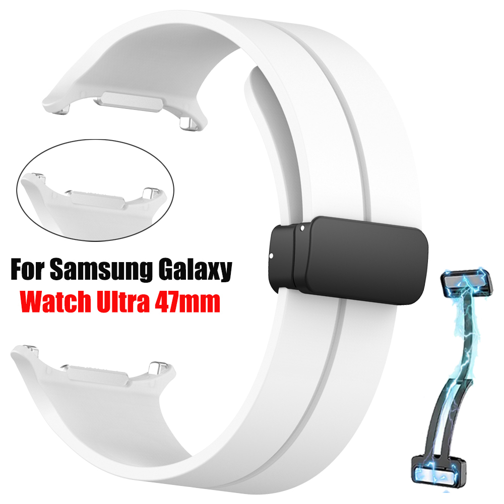 スポーツシリコンストラップ Samsung Galaxy Watch Ultra 47mm 磁気折りたたみバックル時計バンド Galaxy Watch 7 Ultra バンドブレスレット