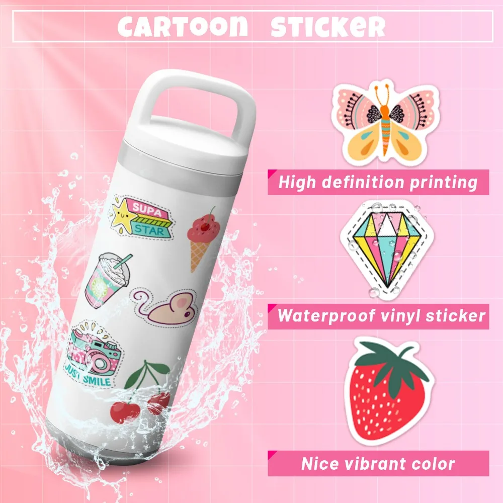 100pcs Kawaii น่ารักสติกเกอร์ Vsco สุนทรียศาสตร์สดสําหรับเด็กที่มีสีสันสติกเกอร์ DIY แล็ปท็อปขวดน้ําโทรศัพท์สติกเกอร์ตกแต่ง