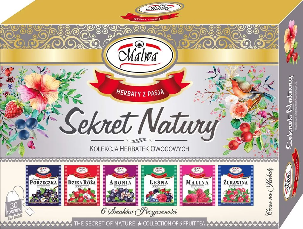 Malwa Sekret Natury Zestaw 6 herbat owocowych 60 g (6 x 5 x 2 g)