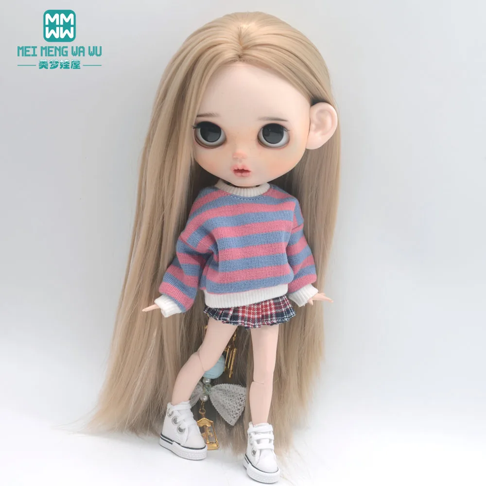 Ropa para muñeca, conjunto de suéter de moda de tres piezas compatible con accesorios para muñeca Blyth Azone OB22 OB24