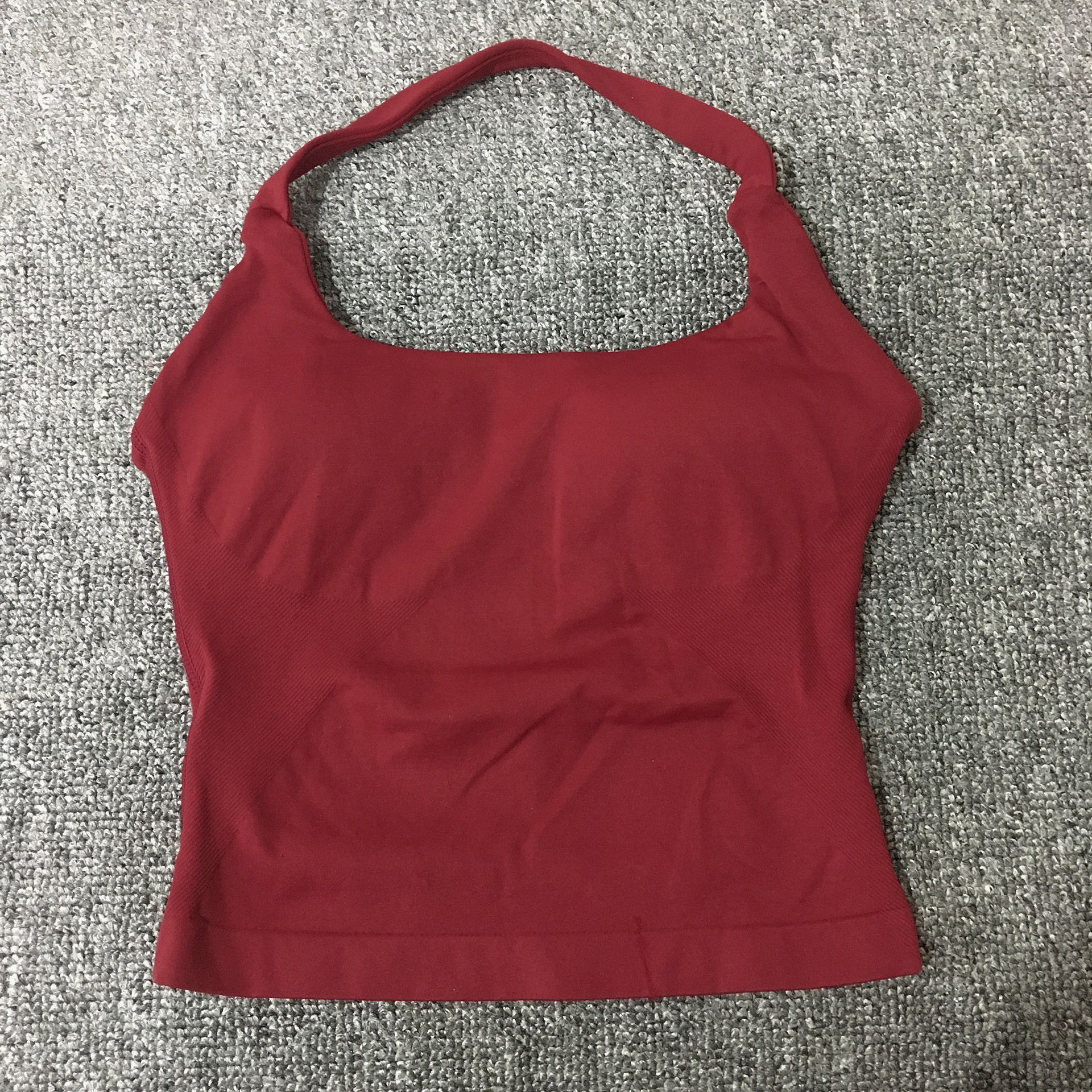 Chaleco deportivo con cuello Halter para mujer, Top sin costuras para Yoga, sin espalda, con cuello colgante, para dar forma y antideslumbrante