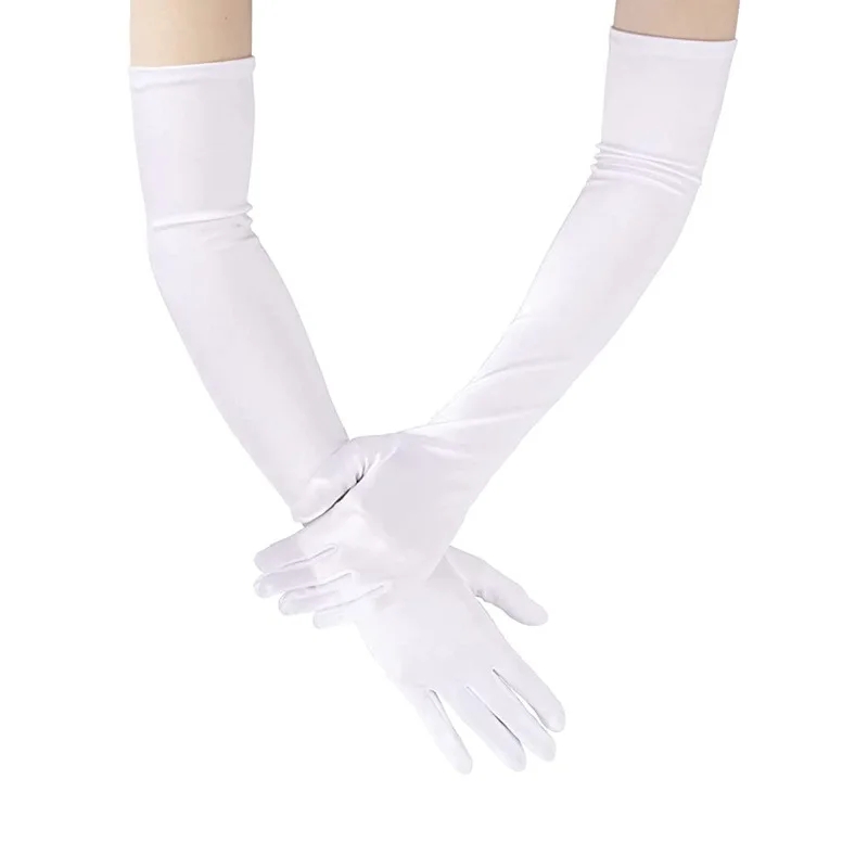 55CM Satijn Lange Stage Performance Veelkleurige Dameshandschoenen Balaccessoires Cosplay Zacht Glad Effen Hoge Stretch