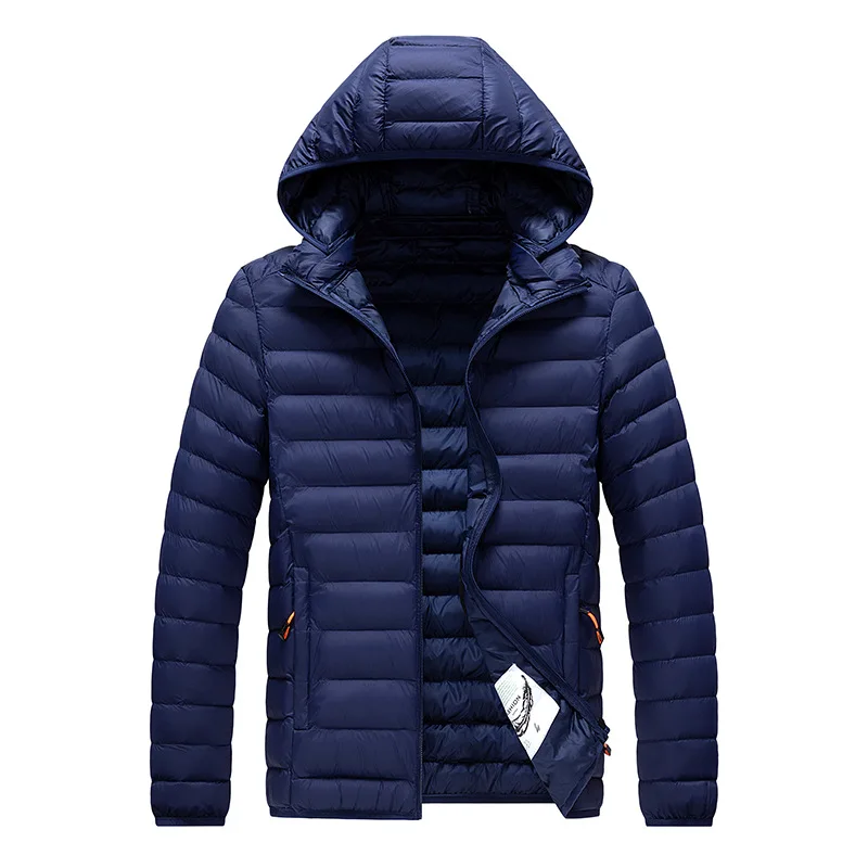 Jaqueta masculina de algodão leve acolchoada de algodão plus size 8XL para o inverno: estilo listrado multicolorido com capuz