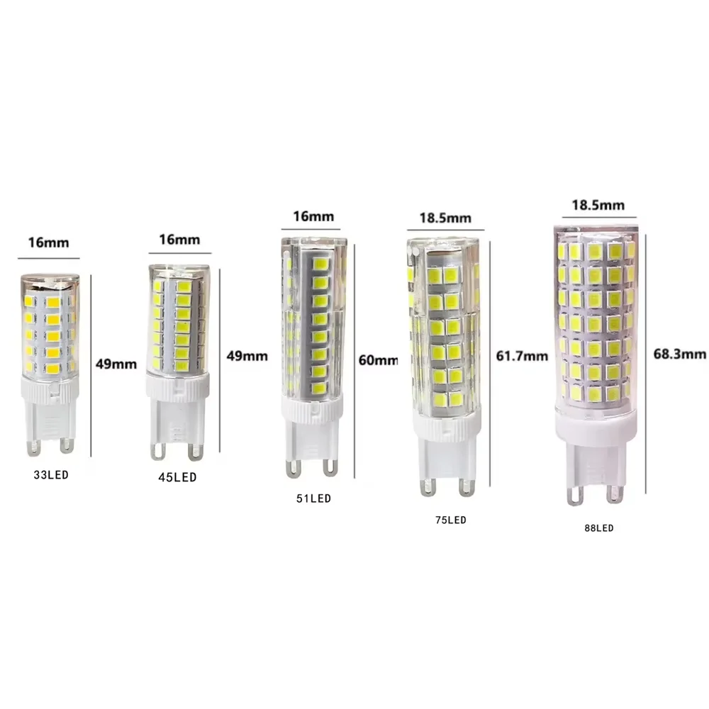 5W 7W 9W 12W AC220V-240V G9 LED Lamp Light Bulb 6000K White Spotlight Replace Halogen Light Home Energy Saving Bright Lamp Beads