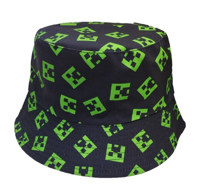 Minecraft 漫画クリーパー漁師帽子アニメ男性ファッション夏の屋外バケツ帽子トレンドカジュアル旅行ヒップホップ日焼け止め帽子