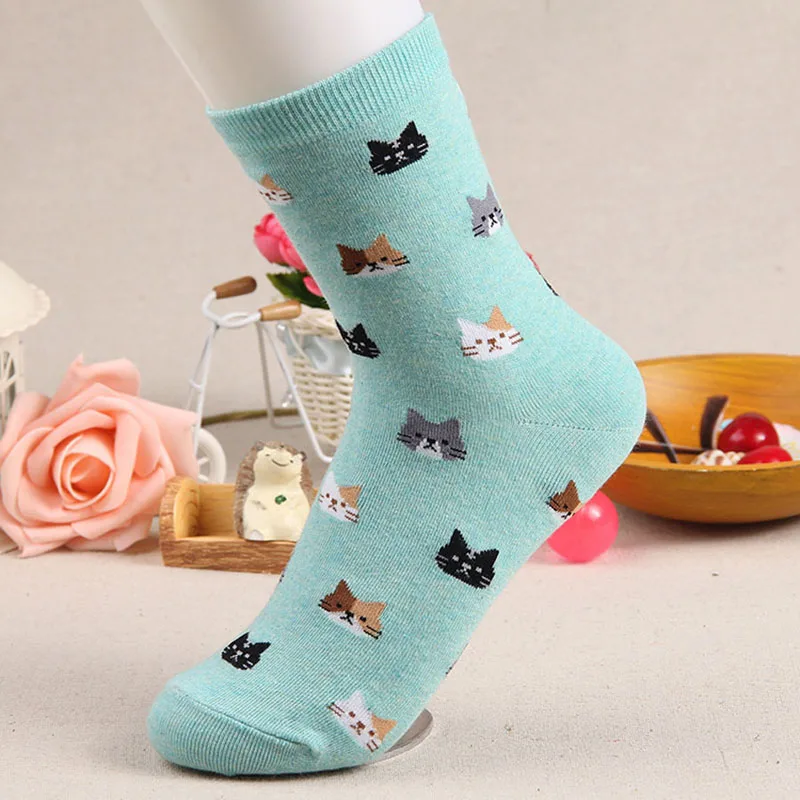 Nuevo Animal de dibujos animados verano otoño gato encantador para mujeres calcetines de algodón gatito Meias Sokken medias señoras lindo mujer Dropship