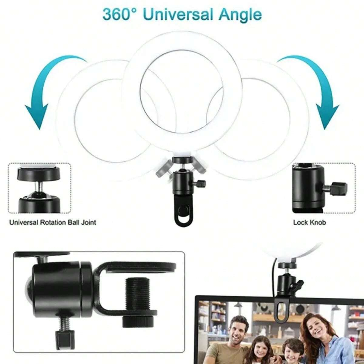 Anillo de luz LED para Selfie, enchufe USB de 10 pulgadas, iluminación de 3 tonos, luz de fotografía, grabación de vídeo, luz de relleno para transmisión en vivo