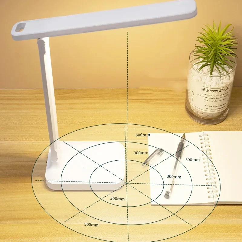 Lámpara de mesa LED de 6000mAh, recargable por USB, lámpara de escritorio regulable continua de 3 colores, protección ocular plegable táctil, luz nocturna de lectura