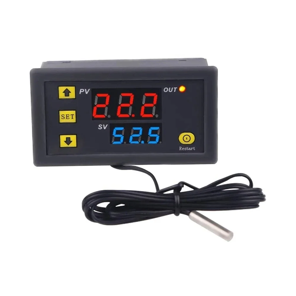 W3230 12V 24V AC110-220V 프로브 라인 20A 디지털 온도 제어 LED 디스플레이 온도 조절기 (열/냉각 제어 기기 포함)