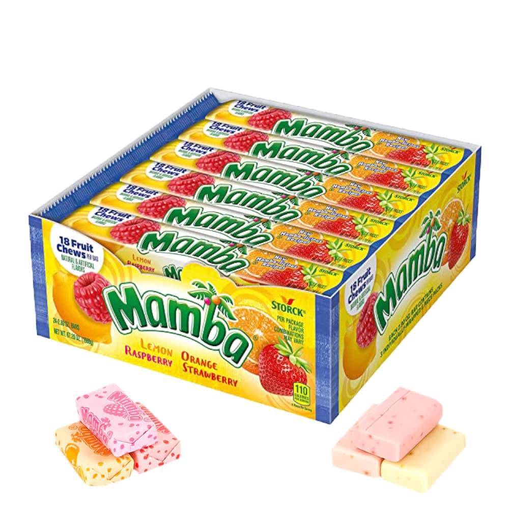 CALENHA-Sortidas Mamba Frutas Mastigar Doces, Caixa de 24 Varas
