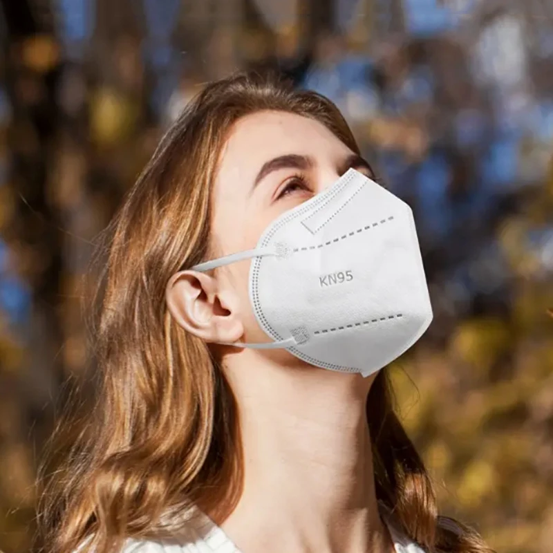 20/40/60pcs white and black 5-layer KN95 masks, with breathable elastic earrings, filtration efficiency of 95%, dustproof