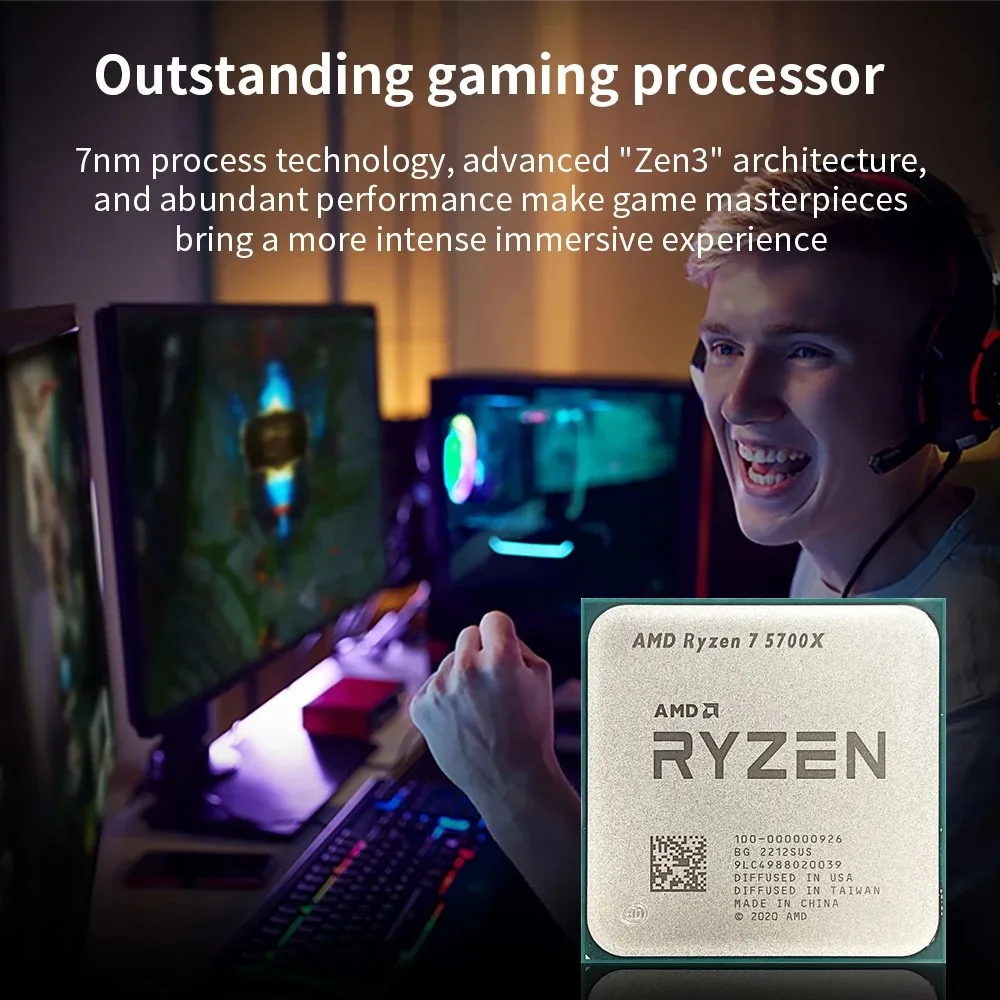 AMD RYZEN™ 7 5700X 100% Brand New CPU Gaming Processor 8-Core 16-Thread 4.6GHz 7NM 36MB Game Cache Socket AM4 without Package