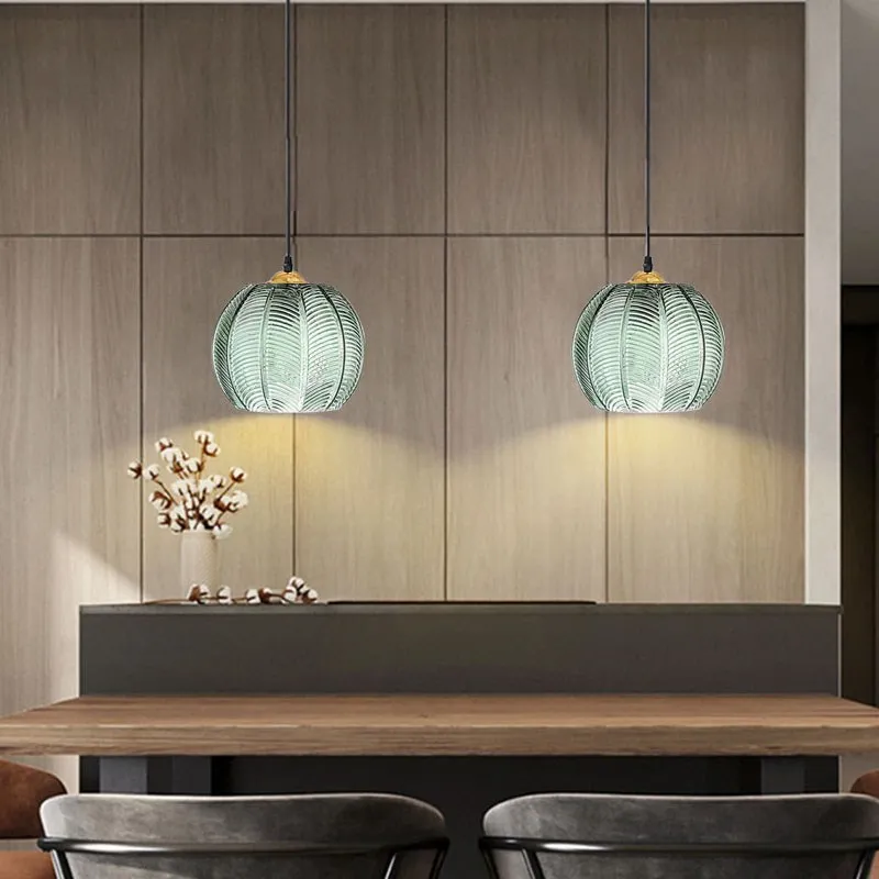 Nordic แก้วจี้แสงสีเขียว Leaf รูปแบบสําหรับห้องนั่งเล่นห้องรับประทานอาหารโรงแรมห้องนอนห้องนอนตกแต่งในร่ม FIXTURE