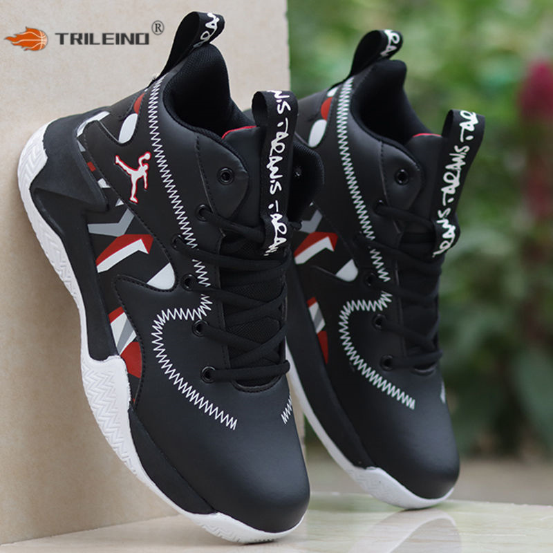 TRILEINO, zapatillas de baloncesto profesionales para hombre, blancas, rojas y azules, zapatillas de baloncesto, botas de baloncesto antideslizantes de alta calidad para parejas y hombres