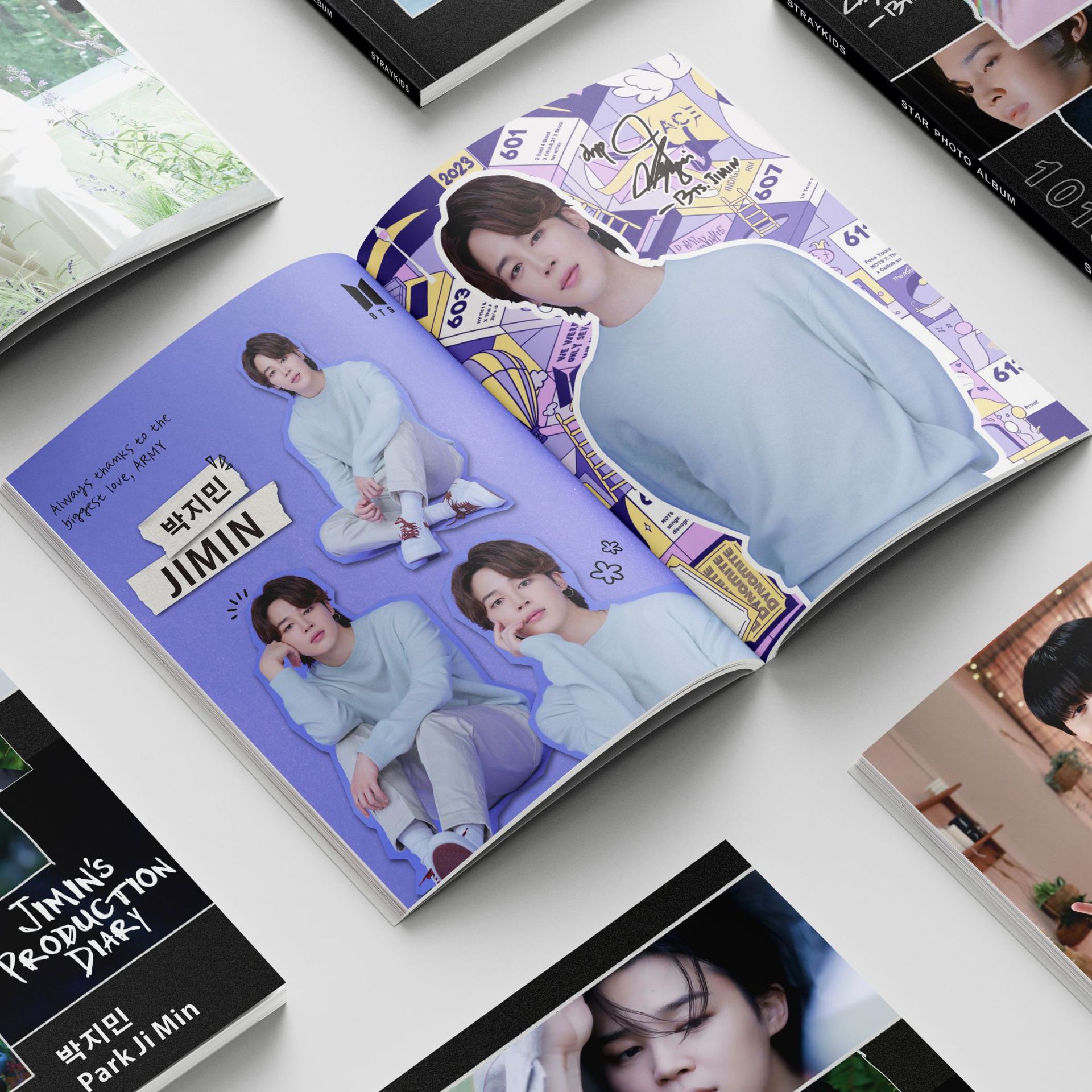 Альбом Kpop Idol JIMIN's Production Diary — Фотокнига Из Коллекции Фанатов С Постером И Поздравительной Открыткой Для Фанатов...