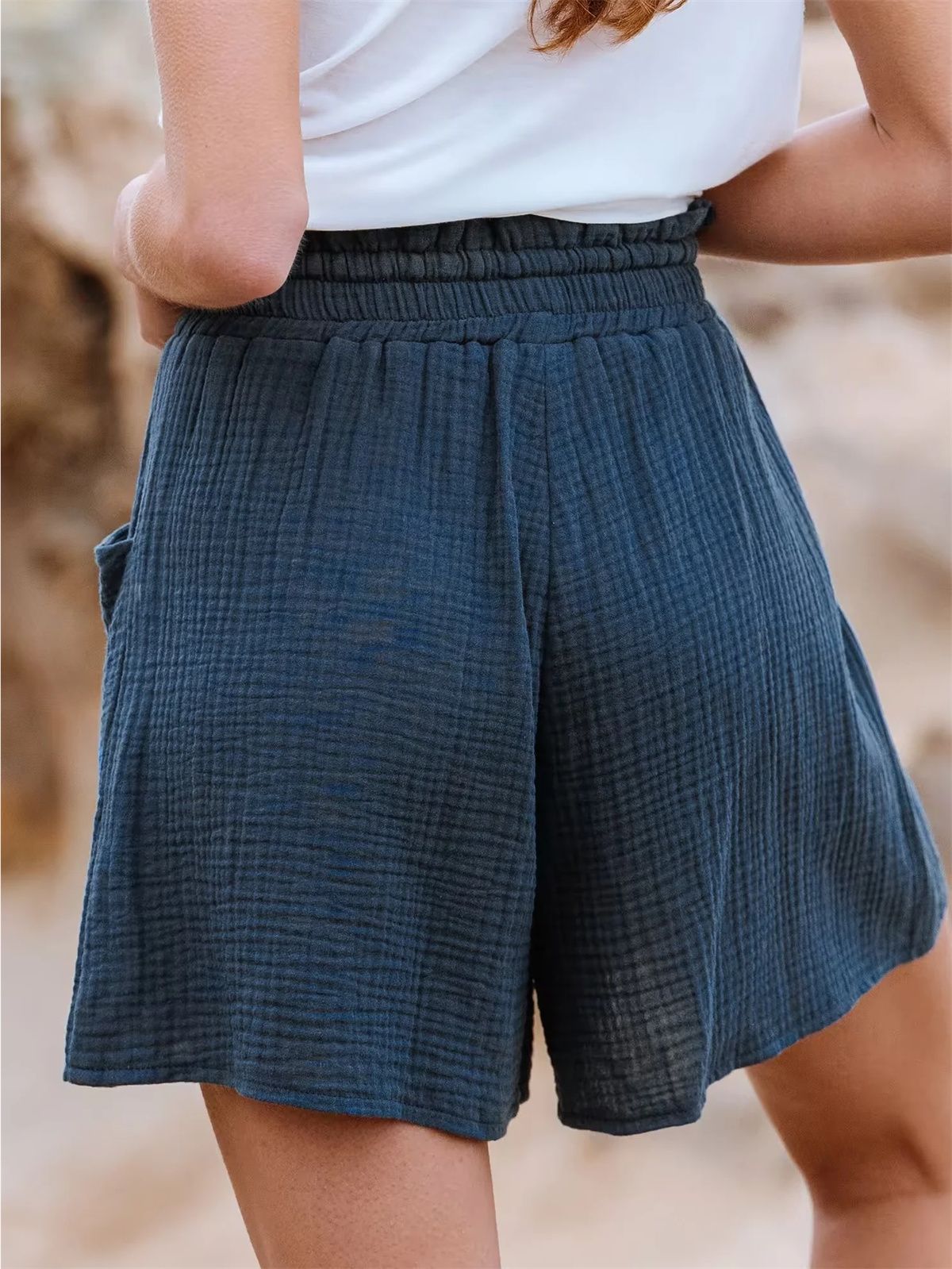 Dames Casual Losse Katoenen Elastische Taille Vetershorts