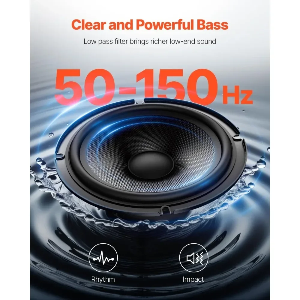 Customizable-8" 240W Underseat Car Subwoofer, Slim Powered Car Subwoofers Under The Seat, Low Profile Audio Sub Built-in Amplifi