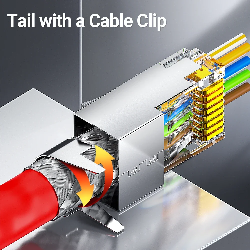 Сквозной разъем AMPCOM RJ45, вилка Ethernet CAT6A CAT7 rj 45 для твердого или многожильного сетевого кабеля CAT 7, с нагрузкой 1,5 мм