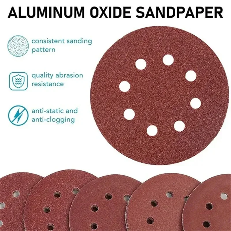 10-50Pcs 8Hole 125mm Sandpaper Woodworking Metal wood jade Grinding Disc Abrasive Polishing Tool 40-3000 Grit Sanding Discs
