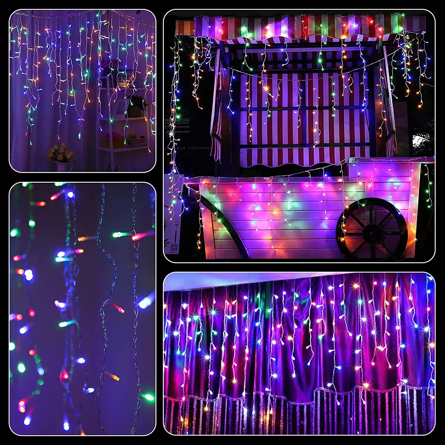 Christmas Decoration 2025 Festoon Led Icicle Curtain Light 4M*0.4/0.5/0.6M EU Plug Multicolor String Lights New Year Eve 2026