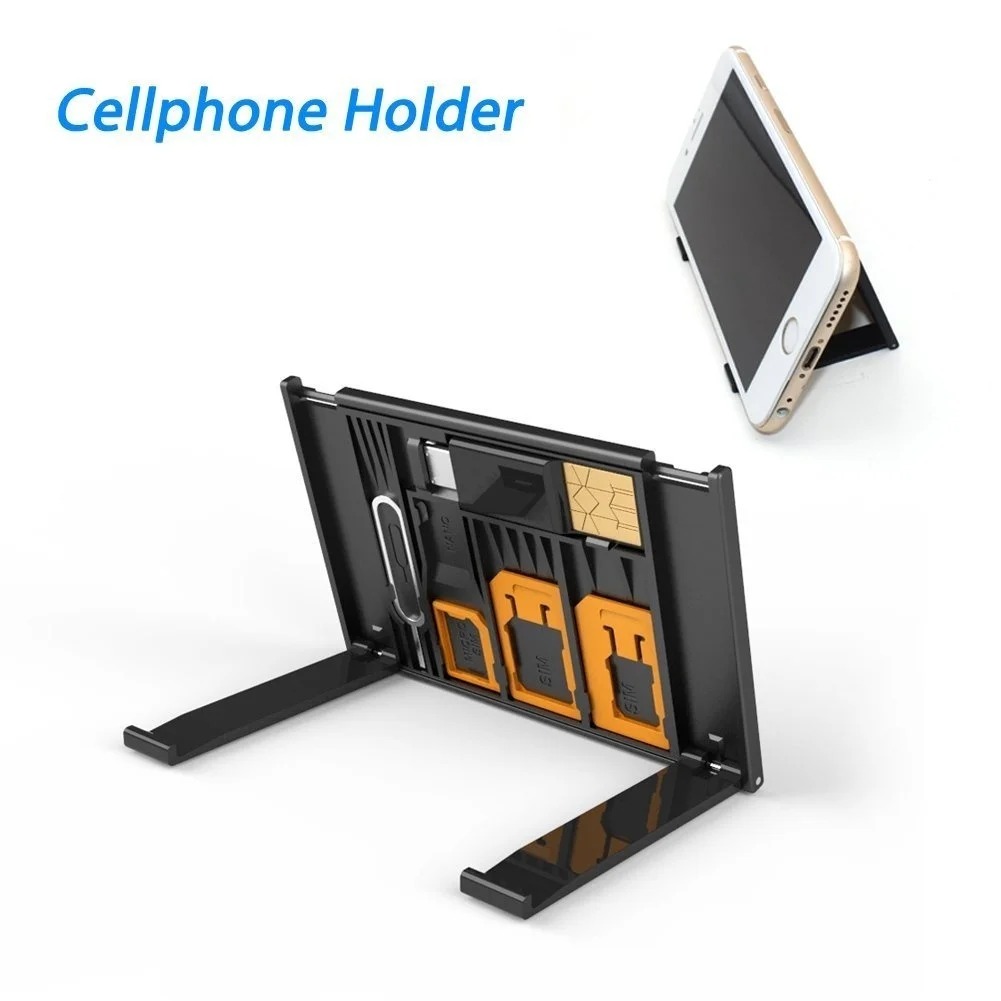 Kits de caja de almacenamiento de adaptador de Mini tarjeta SIM Universal 5 en 1 para lector de tarjetas de memoria Nano Micro SIM TF