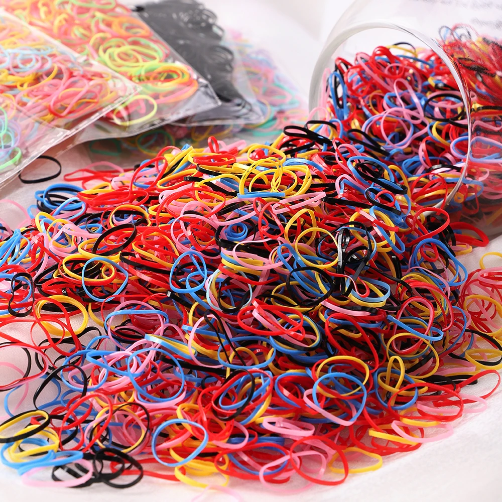 500 unids/set niñas colorido elástico desechable banda de goma suave lazo para el cabello diadema niños Cola de Caballo soporte bandas accesorios para niños