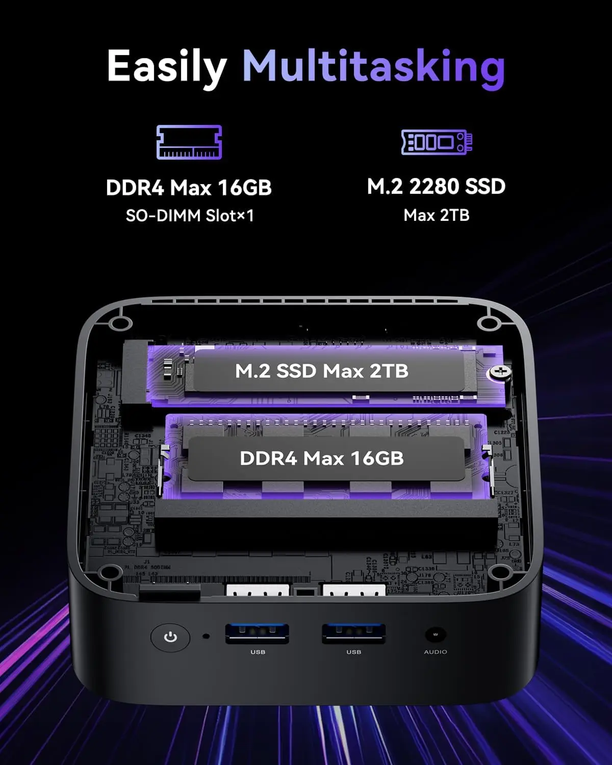 KAMRUI V1 Мини-ПК Intel Aldel Lake N95 16 ГБ DDR4 512 ГБ SSD Портативный настольный мини-компьютер 4k WiFi5 BT4.2 для офиса, домашнего обучения
