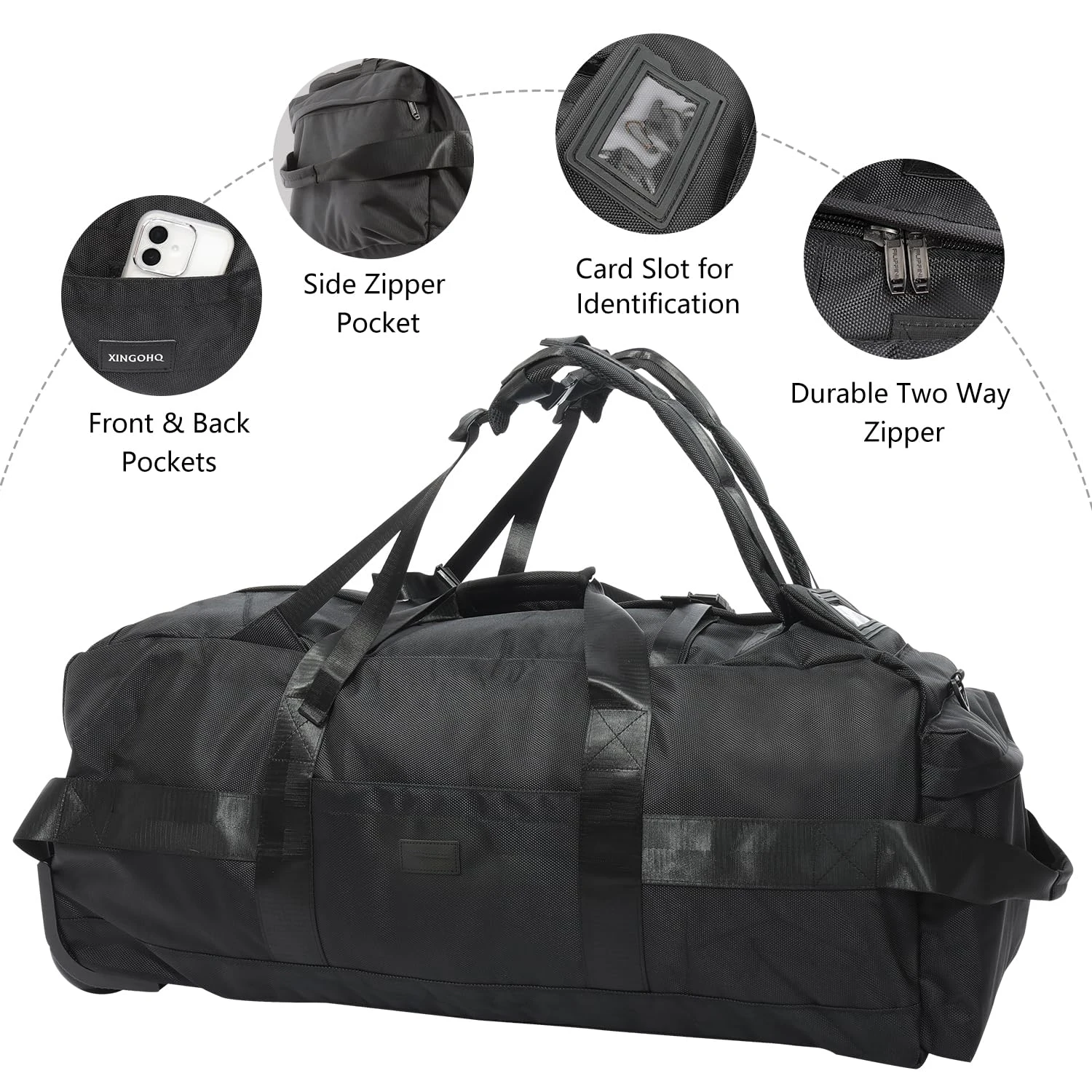 Bolsa de viagem dobrável para 80l, com rodas, 31 ", resistente, dobrável, bagagem com rodas, resistente à água, com alça de ombro
