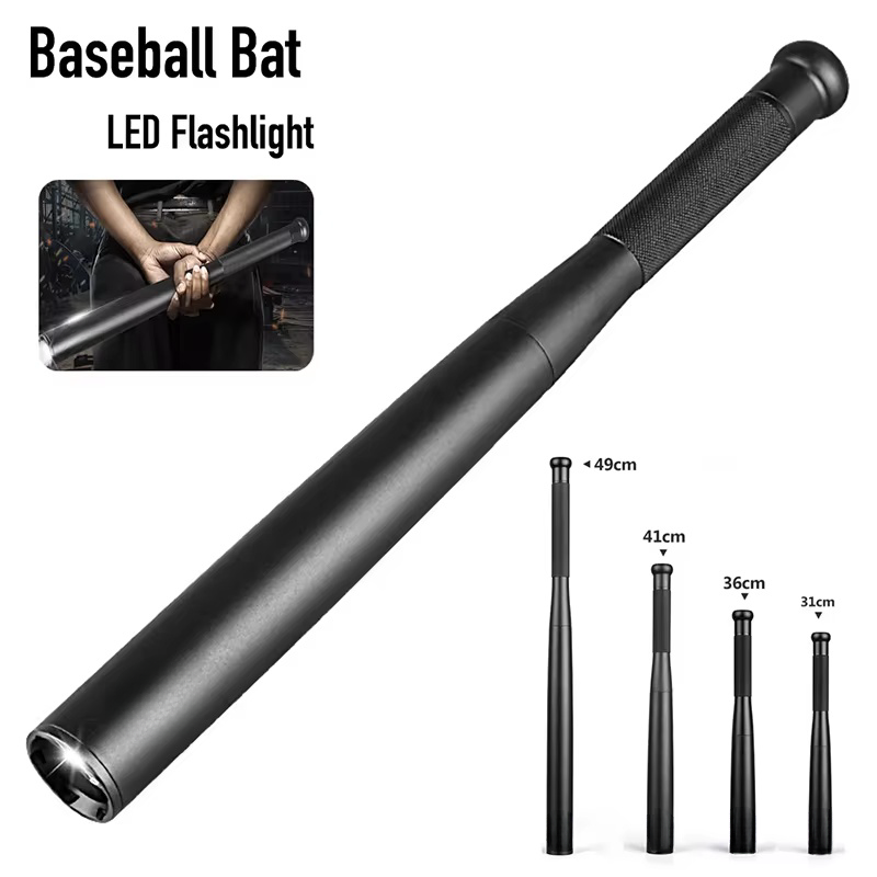 ​ ​ Linterna LED de bate de béisbol de aleación de aluminio, resistente al agua, superbrillante, para iluminación de autodefensa de emergencia al aire libre ​